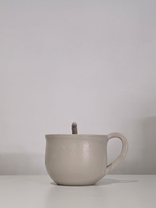 The Penis Cup, handmade ceramic cup, side view